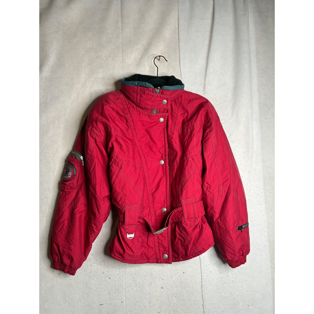 Vtg Sunice Fire & Ice Red Ski Jacket Womens Size 10 Thermore Insulated Belted